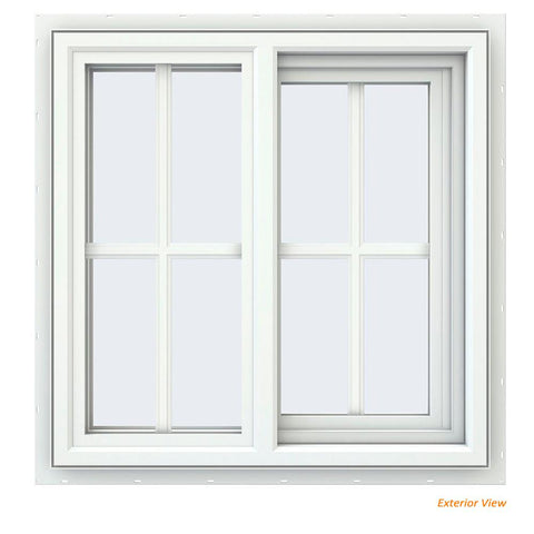 36x36 35.25x35.25 White Vinyl Sliding With Colonial Grids Grilles