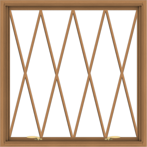 WDMA 40x40 (39.5 x 39.5 inch) Oak Wood Green Aluminum Push out Awning Window without Grids with Diamond Grills