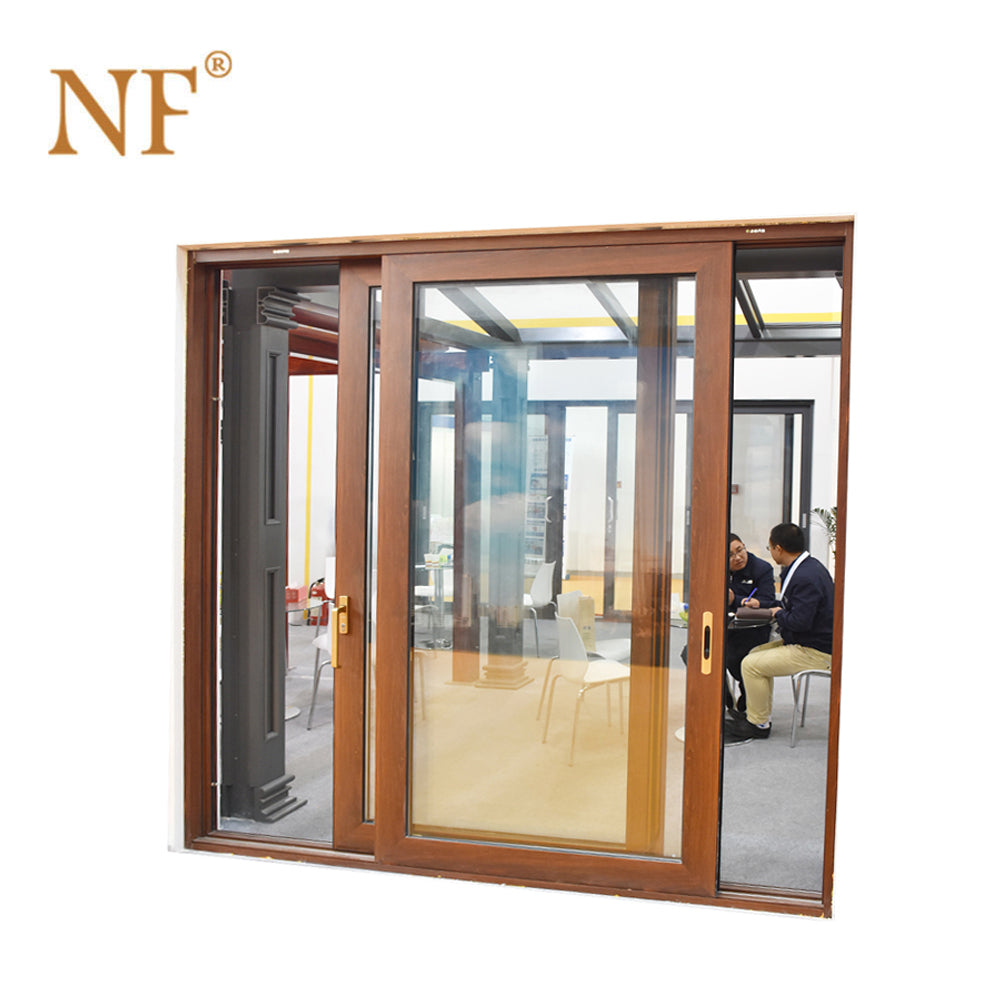 Wood cladding aluminium frame double glazing sliding door on China WDM