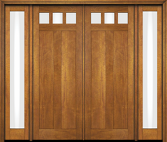 WDMA 86x80 Door (7ft2in by 6ft8in) Interior Swing Mahogany Top View Lite Craftsman 2 Panel Two Sidelight Exterior or Double Door 1