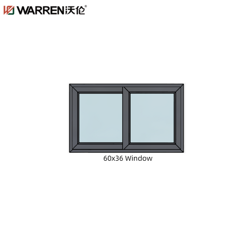 60x36 Sliding Aluminium Tempered Glass Gray Double Pane Window Louver