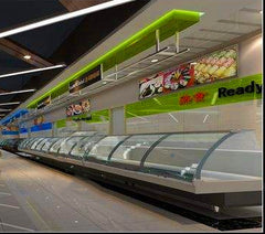 1.8m - 30m meat display counter 110v 60hz with lifting doors / sliding doors on China WDMA
