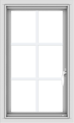 WDMA 18x30 (17.5 x 29.5 inch) Vinyl uPVC White Push out Casement Window with Colonial Grids