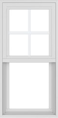 WDMA 18x36 (17.5 x 35.5 inch) Vinyl uPVC White Single Hung Double Hung Window with Top Colonial Grids Exterior