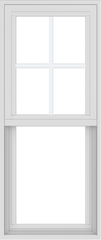 WDMA 18x42 (17.5 x 41.5 inch) Vinyl uPVC White Single Hung Double Hung Window with Top Colonial Grids Exterior
