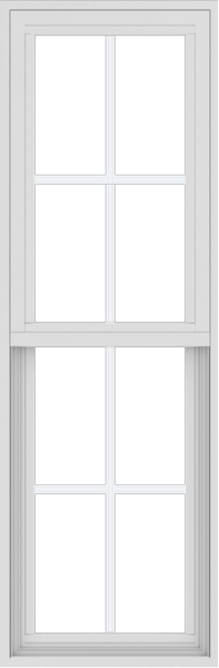 WDMA 18x54 (17.5 x 53.5 inch) Vinyl uPVC White Single Hung Double Hung Window with Colonial Grids Exterior