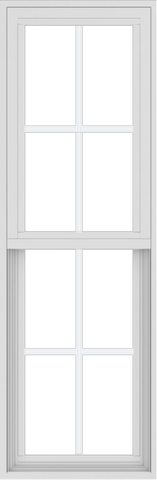 WDMA 18x54 (17.5 x 53.5 inch) Vinyl uPVC White Single Hung Double Hung Window with Colonial Grids Exterior