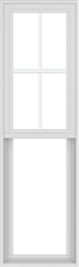 WDMA 18x60 (17.5 x 59.5 inch) Vinyl uPVC White Single Hung Double Hung Window with Top Colonial Grids Exterior