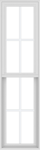 WDMA 18x66 (17.5 x 65.5 inch) Vinyl uPVC White Single Hung Double Hung Window with Colonial Grids Exterior