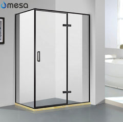 2019 new high quality black painted SUS304 frame sliding shower doors with wheels on China WDMA
