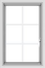WDMA 20x30 (19.5 x 29.5 inch) Vinyl uPVC White Push out Casement Window with Colonial Grids