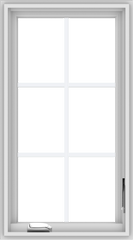 WDMA 20x36 (19.5 x 35.5 inch) White Vinyl uPVC Crank out Casement Window with Colonial Grids
