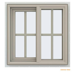 24x24 23.5x23.5 Vinyl Sliding Window With Colonial Grids Grilles