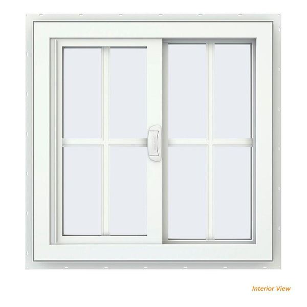 35x35 34.25x34.25 White Vinyl Sliding With Colonial Grids Grilles