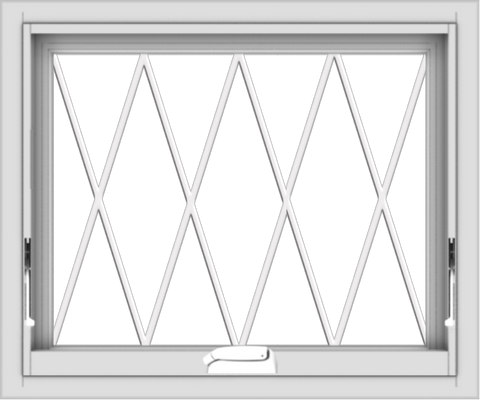 WDMA 24x20 (23.5 x 19.5 inch) White Vinyl uPVC Crank out Awning Window without Grids with Diamond Grills
