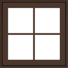 WDMA 24x24 (23.5 x 23.5 inch) Oak Wood Dark Brown Bronze Aluminum Crank out Awning Window with Colonial Grids Exterior