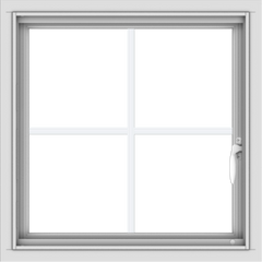 WDMA 24x24 (23.5 x 23.5 inch) Vinyl uPVC White Push out Casement Window with Colonial Grids
