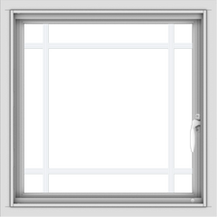 WDMA 24x24 (23.5 x 23.5 inch) Vinyl uPVC White Push out Casement Window with Prairie Grilles