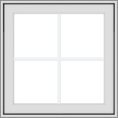 WDMA 24x24 (23.5 x 23.5 inch) White Vinyl uPVC Crank out Awning Window with Colonial Grids Exterior