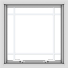 WDMA 24x24 (23.5 x 23.5 inch) White uPVC Vinyl Push out Awning Window with Prairie Grilles