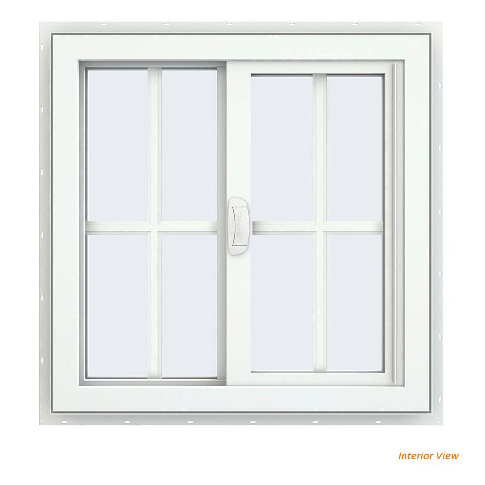 24x24 Black Viny PVC Sliding Windows With Colonial Grids Grilles ...
