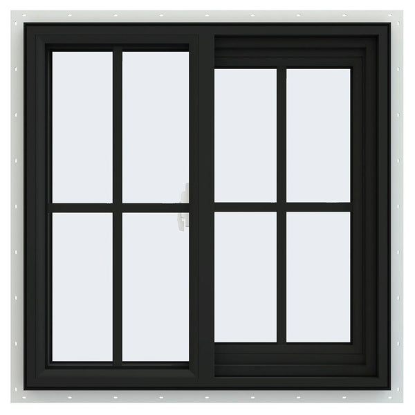 36x36 Black Vinyl Sliding Window With Colonial Grids Grilles