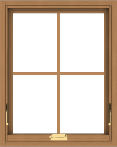 WDMA 24x30 (23.5 x 29.5 inch) Oak Wood Dark Brown Bronze Aluminum Crank out Awning Window with Colonial Grids Interior