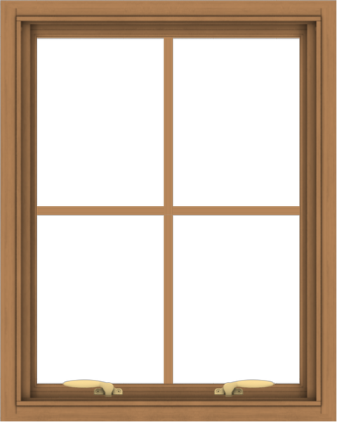 WDMA 24x30 (23.5 x 29.5 inch) Oak Wood Green Aluminum Push out Awning Window with Colonial Grids Interior