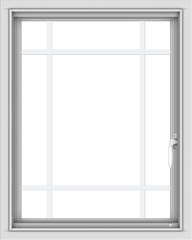 WDMA 24x30 (23.5 x 29.5 inch) Vinyl uPVC White Push out Casement Window with Prairie Grilles