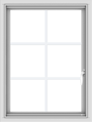 WDMA 24x32 (23.5 x 31.5 inch) Vinyl uPVC White Push out Casement Window with Colonial Grids