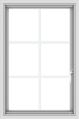 WDMA 24x36 (23.5 x 35.5 inch) Vinyl uPVC White Push out Casement Window with Colonial Grids