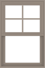 WDMA 24x36 (23.5 x 35.5 inch) Vinyl uPVC Brown Single Hung Double Hung Window with Top Colonial Grids Exterior