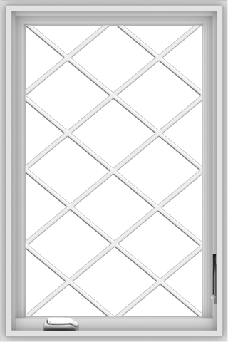 WDMA 24x36 (23.5 x 35.5 inch) White Vinyl uPVC Crank out Casement Window  with Diamond Grills