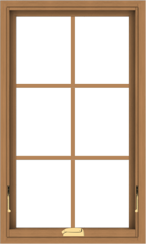 WDMA 24x40 (23.5 x 39.5 inch) Oak Wood Dark Brown Bronze Aluminum Crank out Awning Window with Colonial Grids Interior