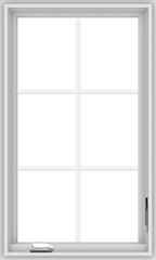 WDMA 24x40 (23.5 x 39.5 inch) White Vinyl uPVC Crank out Casement Window with Colonial Grids
