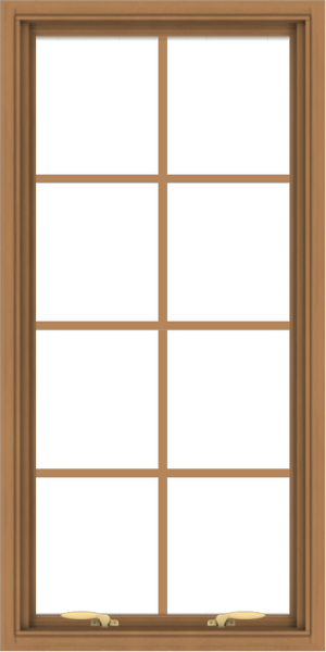 WDMA 24x48 (23.5 x 47.5 inch) Oak Wood Green Aluminum Push out Awning Window with Colonial Grids Interior