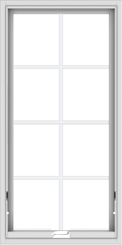 WDMA 24x48 (23.5 x 47.5 inch) White Vinyl uPVC Crank out Awning Window with Colonial Grids Interior