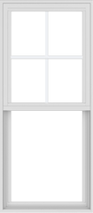 WDMA 24x54 (23.5 x 53.5 inch) Vinyl uPVC White Single Hung Double Hung Window with Top Colonial Grids Exterior