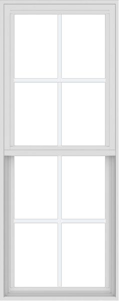 WDMA 24x60 (17.5 x 59.5 inch) Vinyl uPVC White Single Hung Double Hung Window with Colonial Grids Exterior