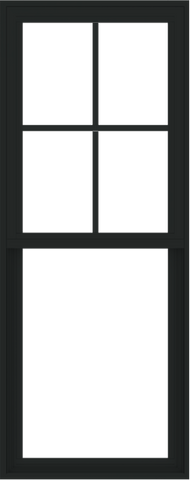 WDMA 24x60 (23.5 x 59.5 inch) Vinyl uPVC Black Single Hung Double Hung Window with Prairie Grids Interior