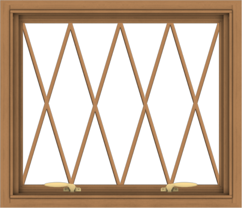 WDMA 28x24 (27.5 x 23.5 inch) Oak Wood Green Aluminum Push out Awning Window without Grids with Diamond Grills