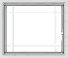 WDMA 28x24 (27.5 x 23.5 inch) Vinyl uPVC White Push out Casement Window with Prairie Grilles