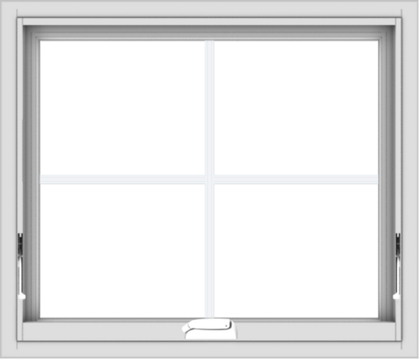 WDMA 28x24 (27.5 x 23.5 inch) White Vinyl uPVC Crank out Awning Window with Colonial Grids Interior