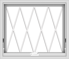 WDMA 28x24 (27.5 x 23.5 inch) White Vinyl uPVC Crank out Awning Window without Grids with Diamond Grills