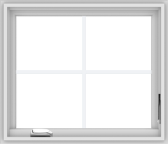 WDMA 28x24 (27.5 x 23.5 inch) White Vinyl uPVC Crank out Casement Window with Colonial Grids