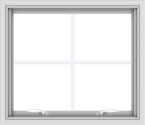 WDMA 28x24 (27.5 x 23.5 inch) White uPVC Vinyl Push out Awning Window with Colonial Grids Interior