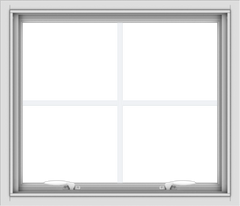 WDMA 28x24 (27.5 x 23.5 inch) White uPVC Vinyl Push out Awning Window with Colonial Grids Interior