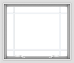 WDMA 28x24 (27.5 x 23.5 inch) White uPVC Vinyl Push out Awning Window with Prairie Grilles
