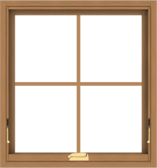 WDMA 28x30 (27.5 x 29.5 inch) Oak Wood Dark Brown Bronze Aluminum Crank out Awning Window with Colonial Grids Interior
