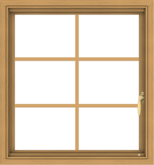 WDMA 28x30 (27.5 x 29.5 inch) Pine Wood Light Grey Aluminum Push out Casement Window with Colonial Grids